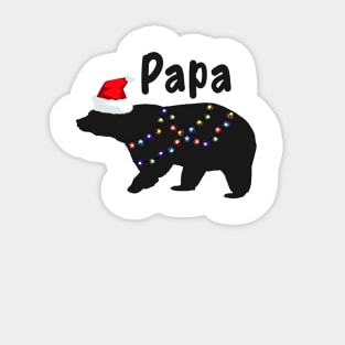 Papa Bear Shirt Christmas Pajamas Matching Santa Hat Lights Sticker